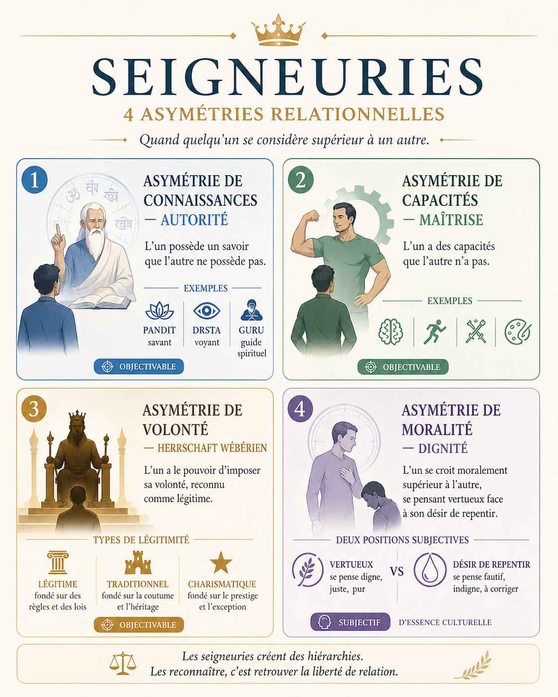 Les 4 asymétries relationnelles : connaissances, capacités, volonté, moralité